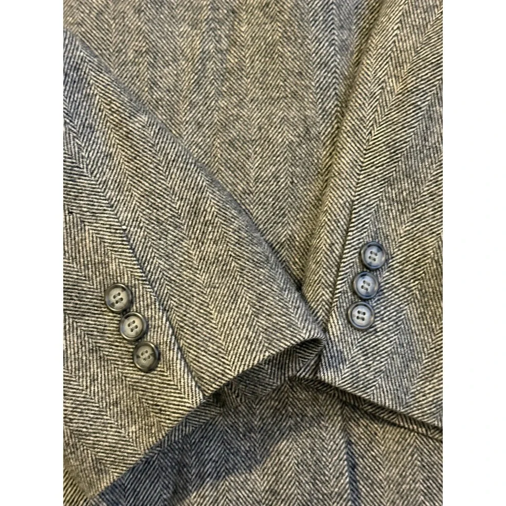 Bert Pulitzer‎ 46L Gray Herringbone Wool Blazer Sport Coat Mens Long